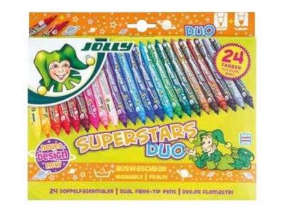 SAX - JOLLY Superstars DUO - Duo-Fasermaler - nicht dauerhaft - gemischte Farben (Packung mit 24)