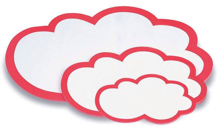 Bild von drei sich überlappenden Wolkenformen mit roten Rahmen auf weißem Hintergrund.