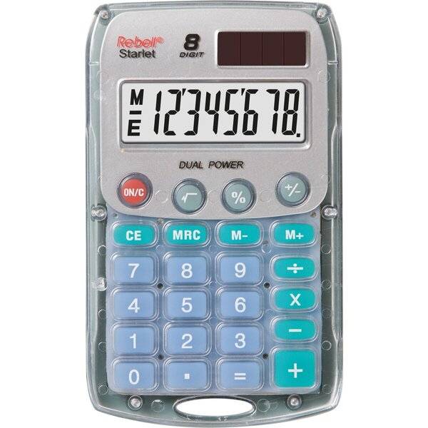 Taschenrechner Starlet Transparent 8 Stellen, Solar/Batterie