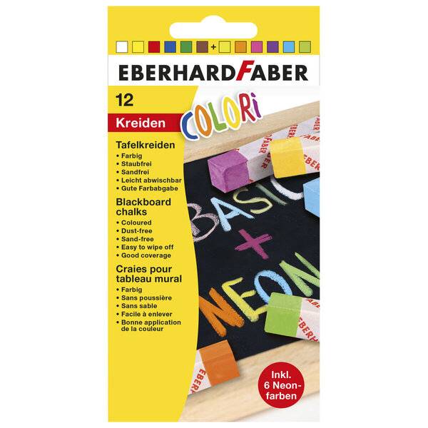 Wandtafelkreide Colori Neon + Basic - 12 Farben sortiert.