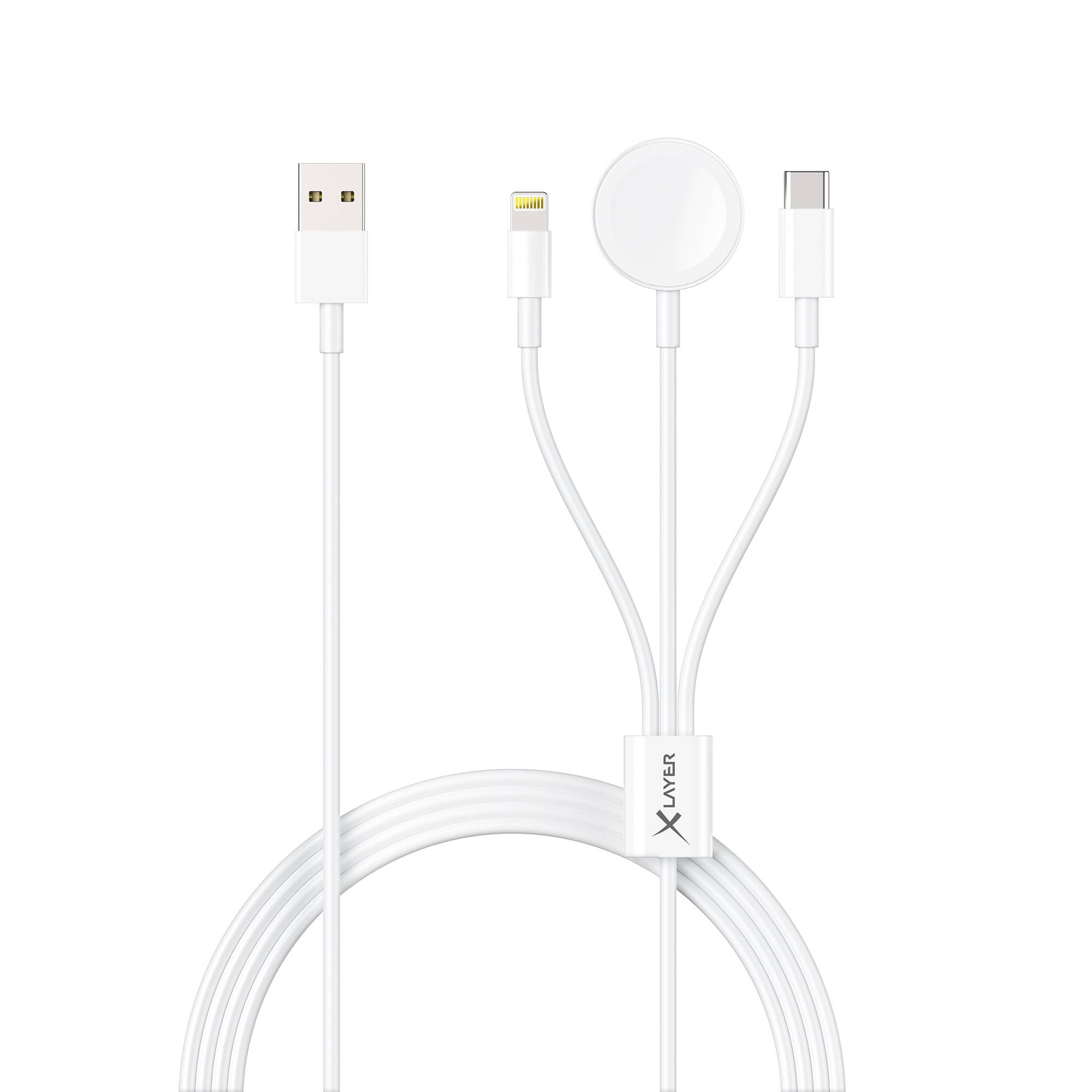 XLayer 3-in-1 Multifunktions-Kabel für Apple Produkte 1.5m Weiß