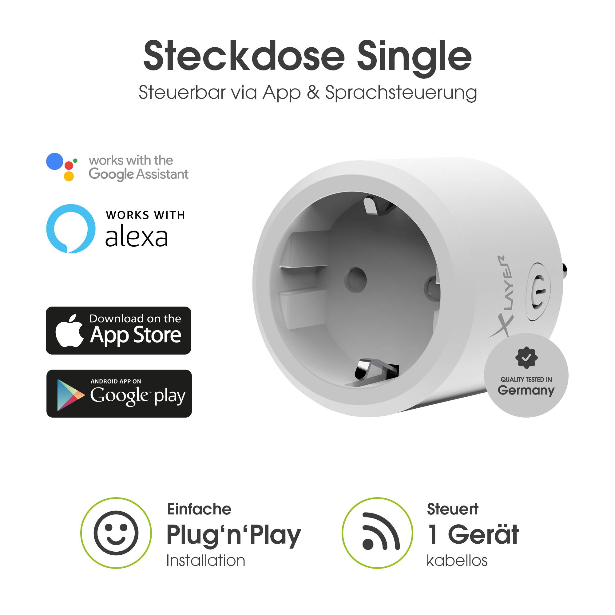 Steckdose XLayer Smart Echo Single Weiß