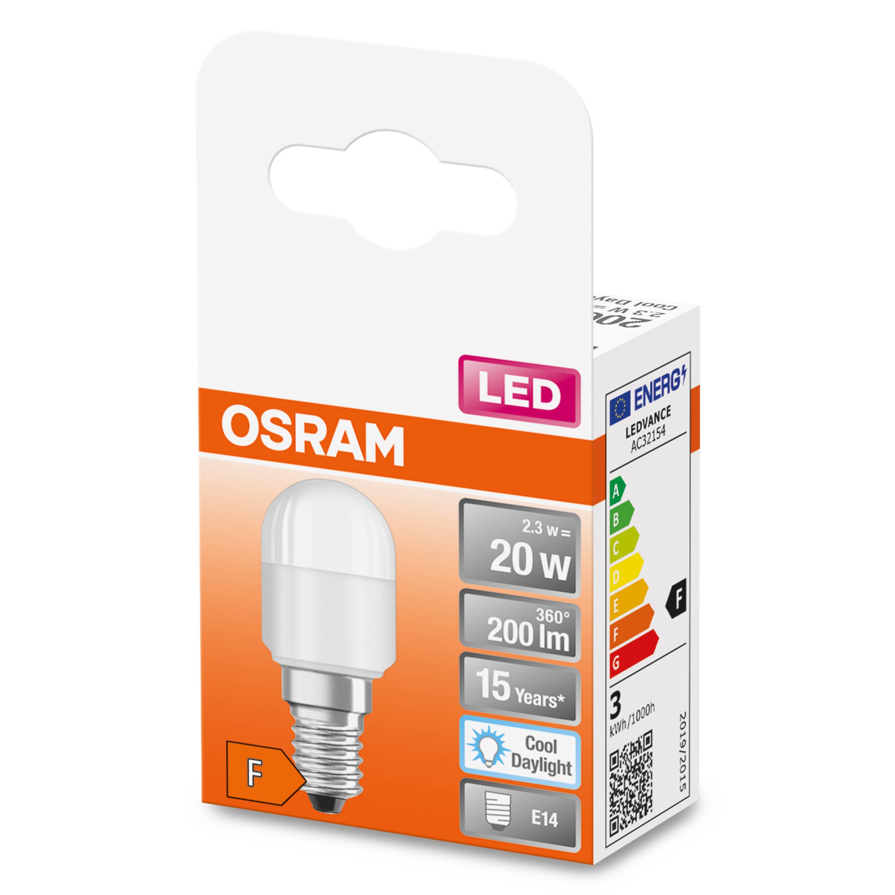 OSRAM HOMELIGHTING 4058075432789 LED EEK F (A - G) E14 Glühlampenform 2.3W = 20W Neutralweiß (Ø x L) 25mm x 58mm 1St.