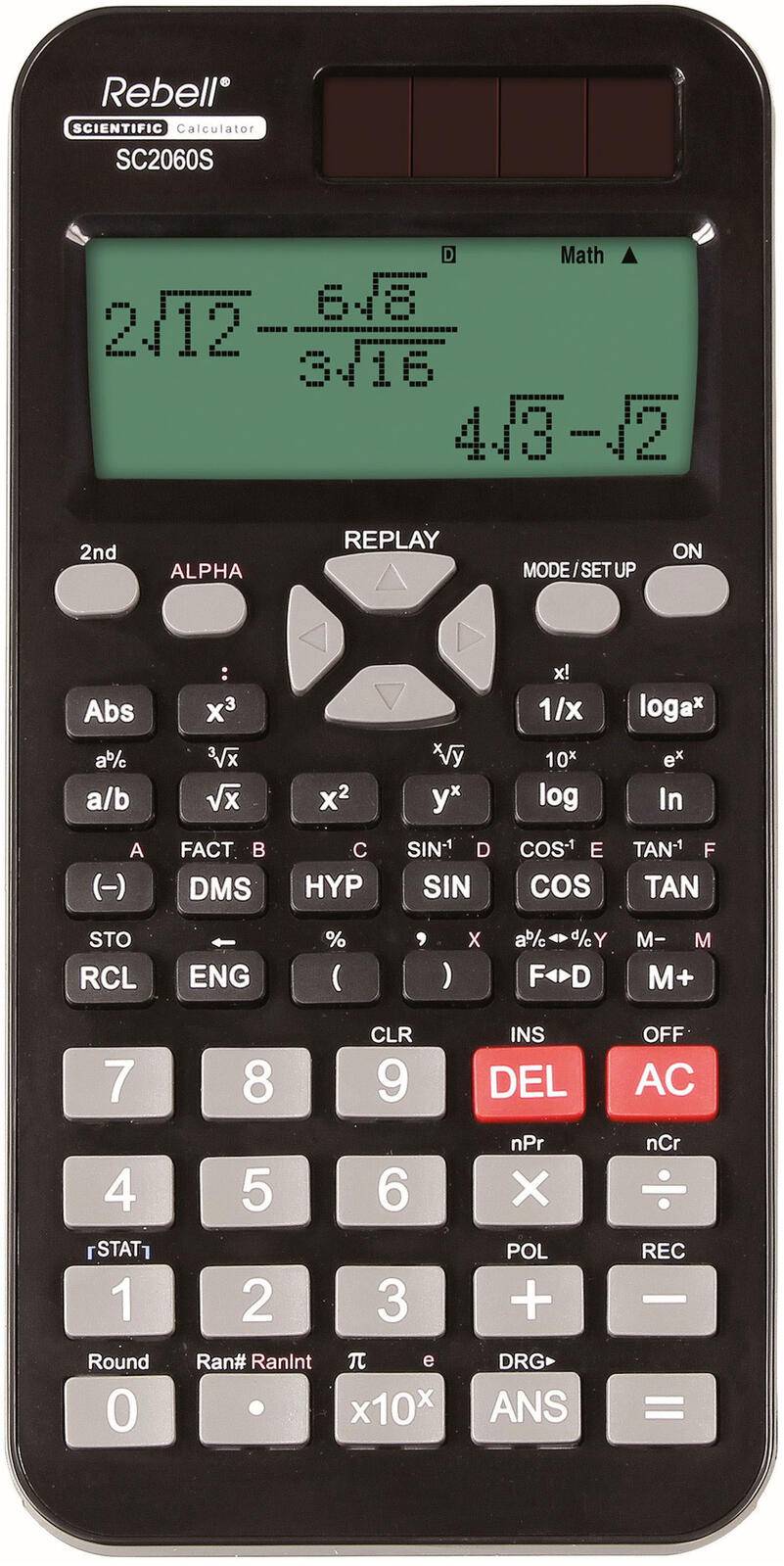 Rebell SC2060S - Tasche - Wissenschaftlicher Taschenrechner - 2 Zeilen - Batterie/Solar - Schwarz