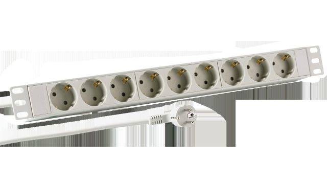 EFB Elektronik 19" 1HE Steckdosenleiste 9xCEE 7/3 ohne Schalter Alu gra - Steckdosenleiste