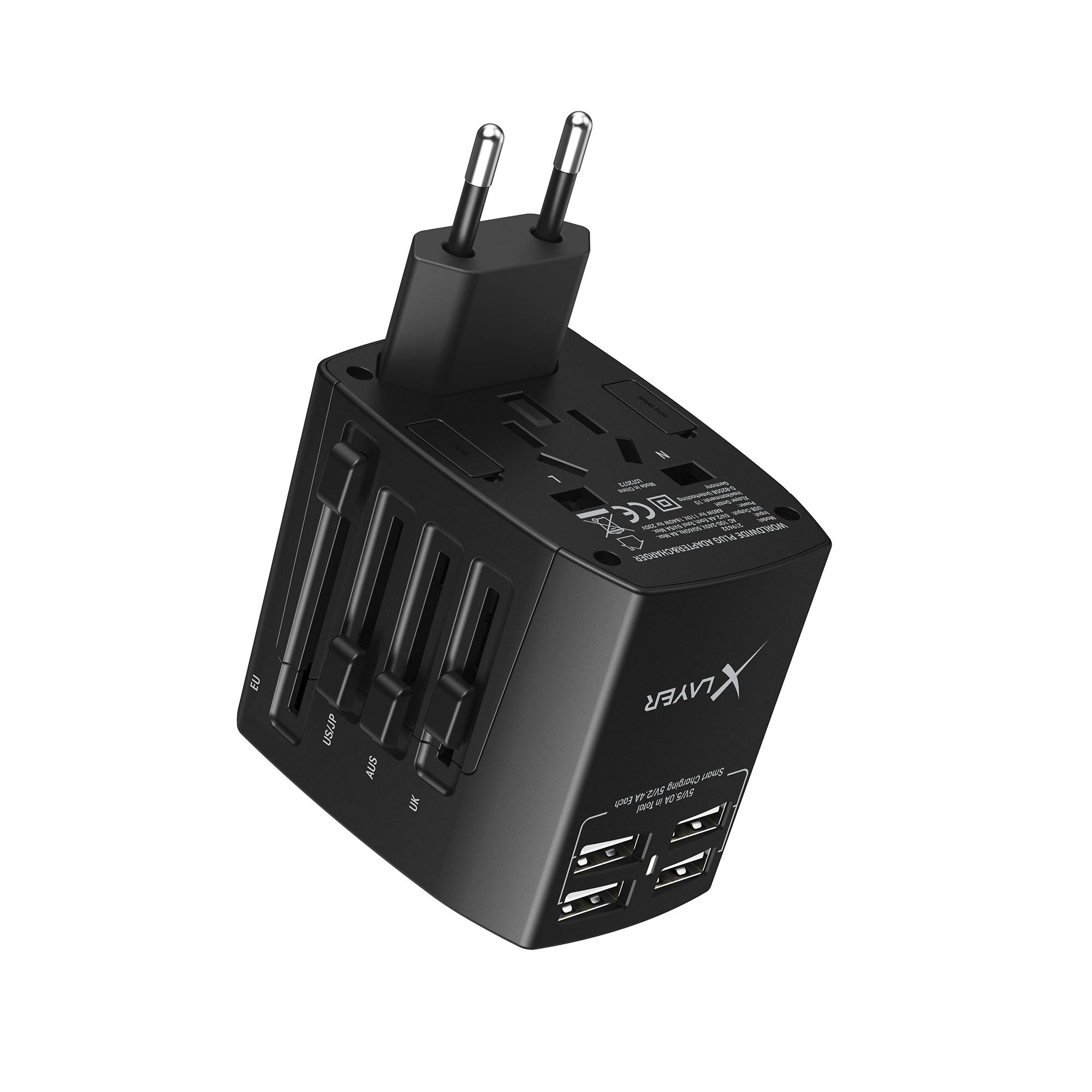 XLayer Internationaler Reisestecker Weltweit Black