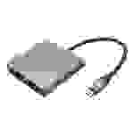 DIGITUS USB-C - 2x HDMI Adapter 18cm 4K/30Hz Silver Aluminium housing