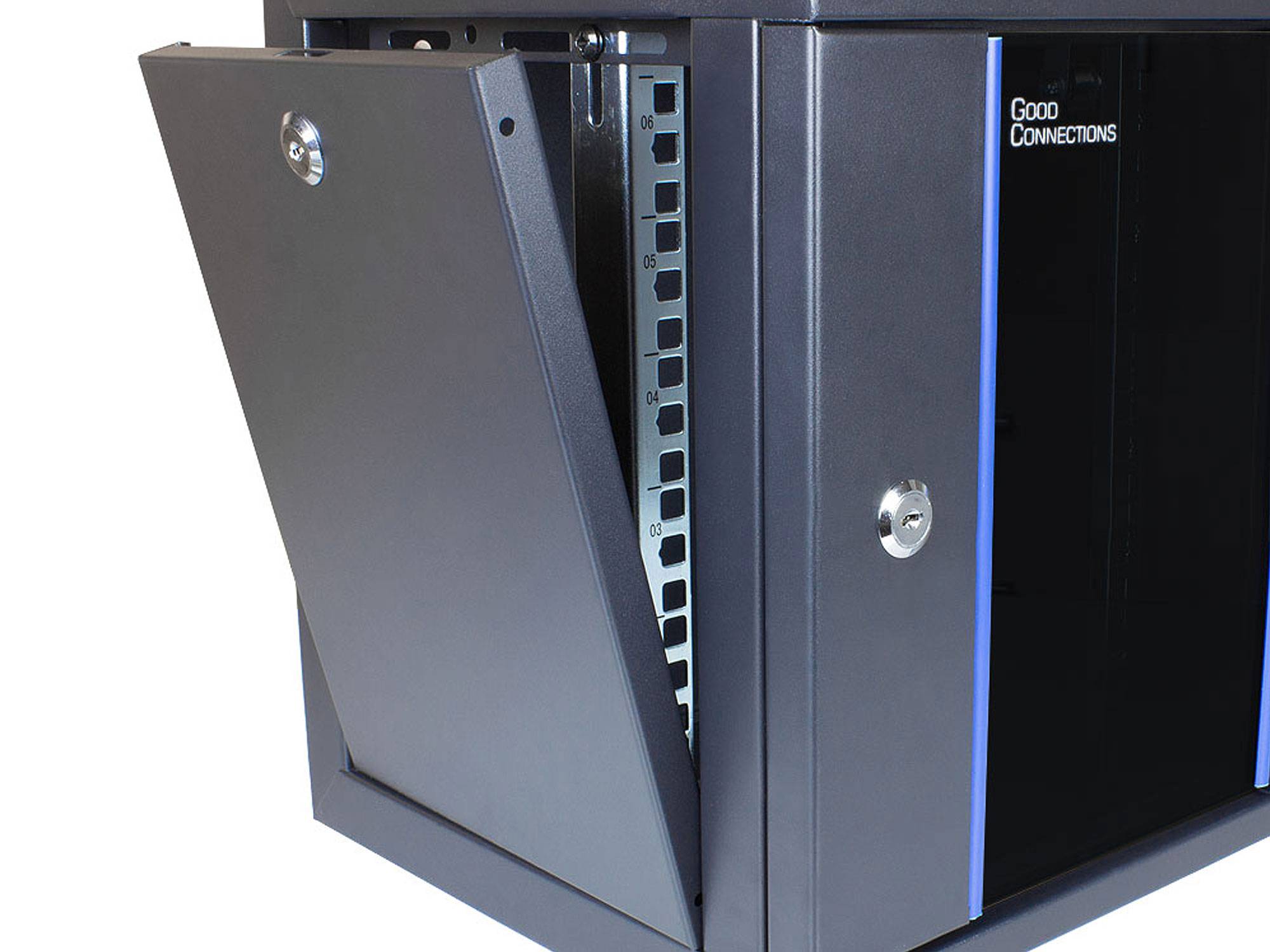 10" Wandgehäuse, 12HE, tiefschwarz (RAL9005), 312 x 300mm, fertig montiert, Good Connections®