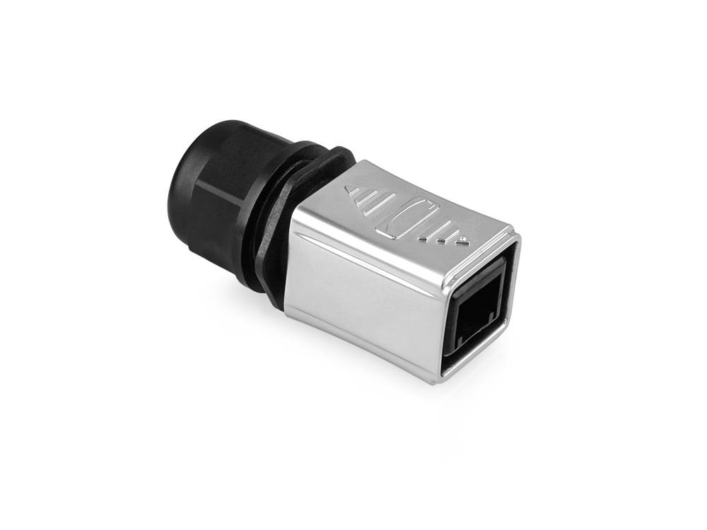Industrie-Steckverbinder S6 - Unbestückter Stecker, Aussparung für RJ45 Stecker, Metall, Good Connections®