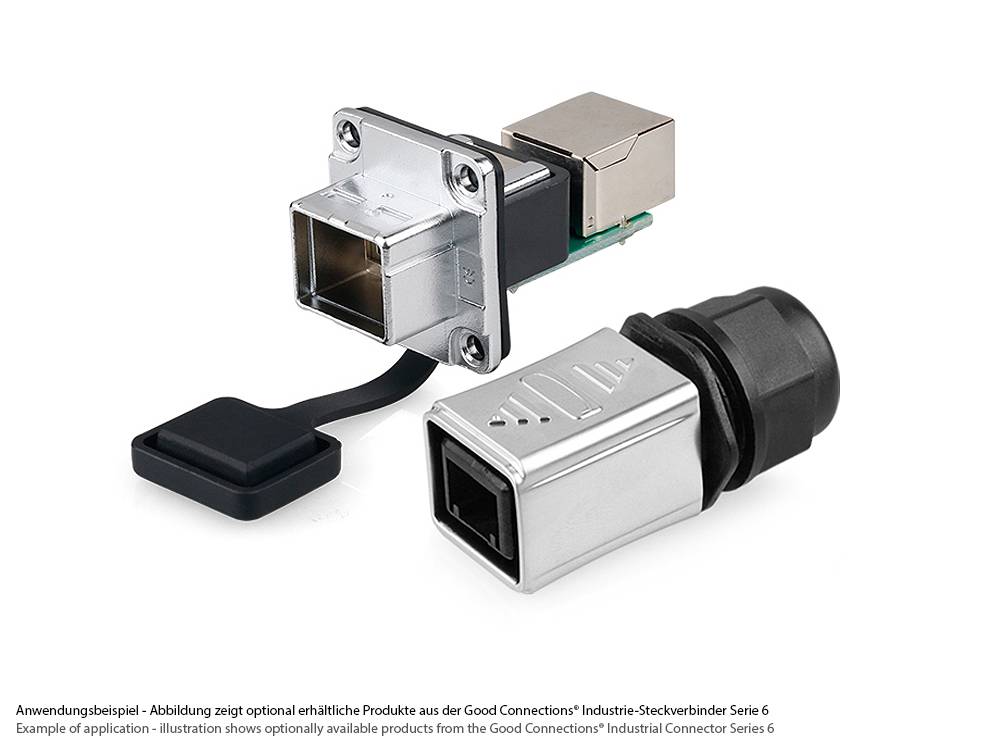 Industrie-Steckverbinder S6 - RJ45 Durchführungskupplung mit PCB-Platine, RJ45 Buchse beidseitig, Good Connections®