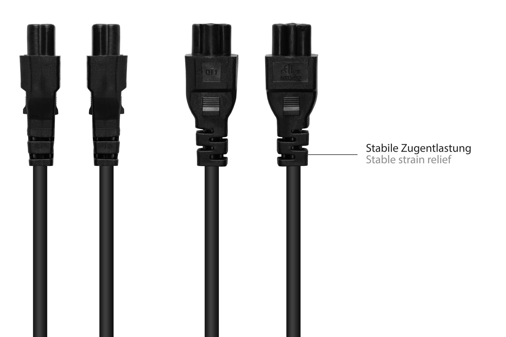 kabelmeister® Kaltgeräteverlängerung C14 (gerade) an C5 (gerade), schwarz, 1,00 mm², 3 m