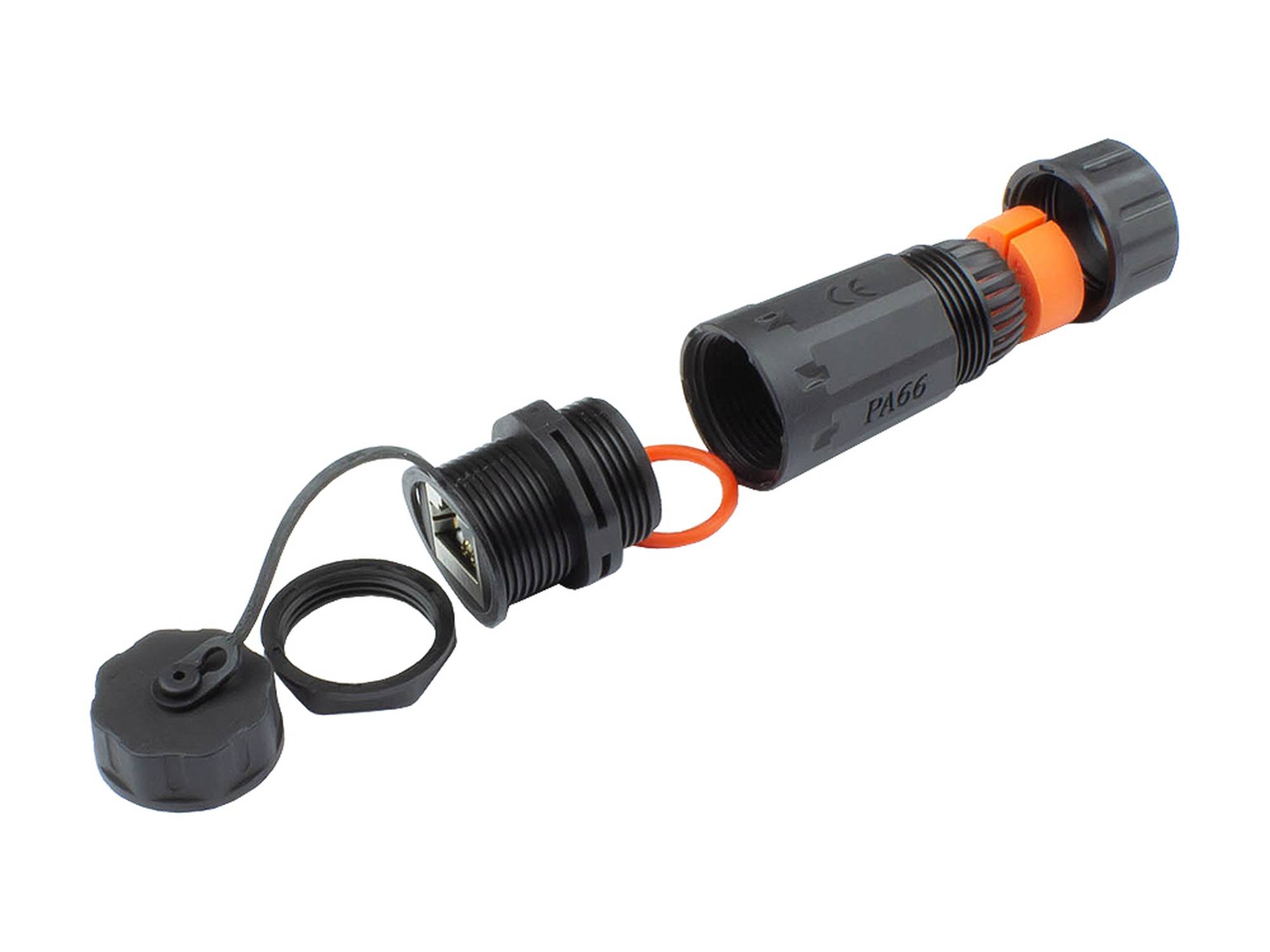 Patchkabelkupplung, Outdoor (IP68), Cat. 6A, RJ45, vollgeschirmt, schwarz, Good Connections®