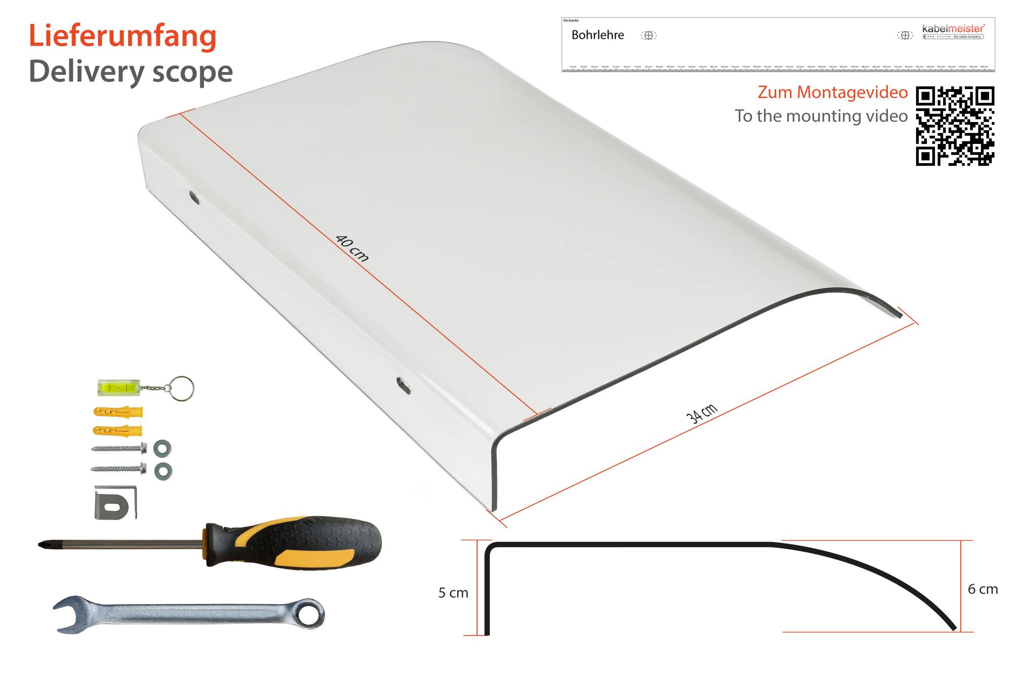 Wallbox-Überdachung - Regenschutz - UV-resistent - B 40 cm x T 34 cm