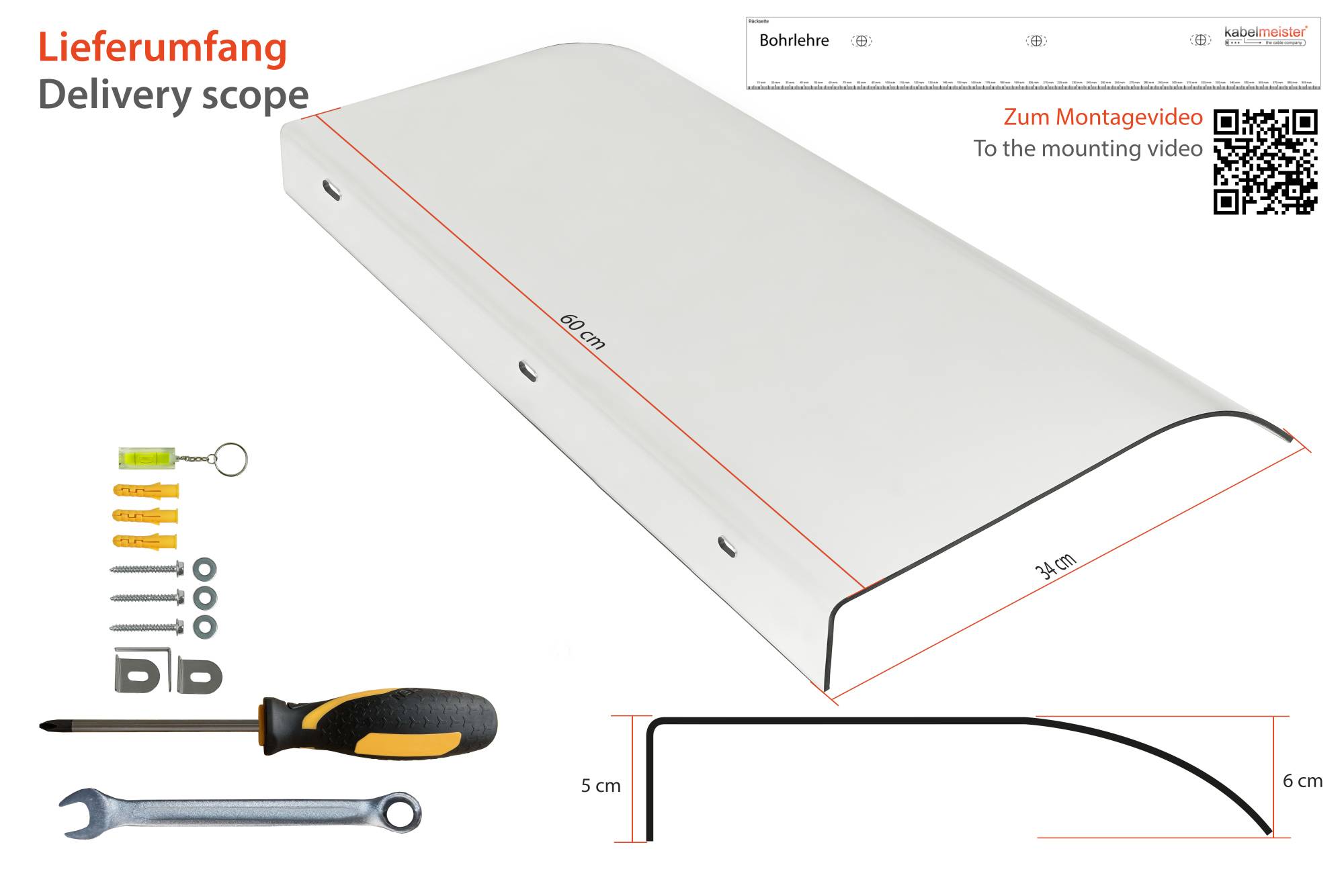 Wallbox-Überdachung - Regenschutz - UV-resistent - B 60 cm x T 34 cm