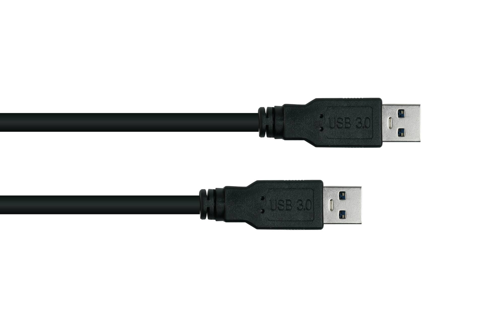 kabelmeister® Anschlusskabel USB 3.0 Stecker A an Stecker A, Premium, UL, KUPFER, schwarz, 0,5m