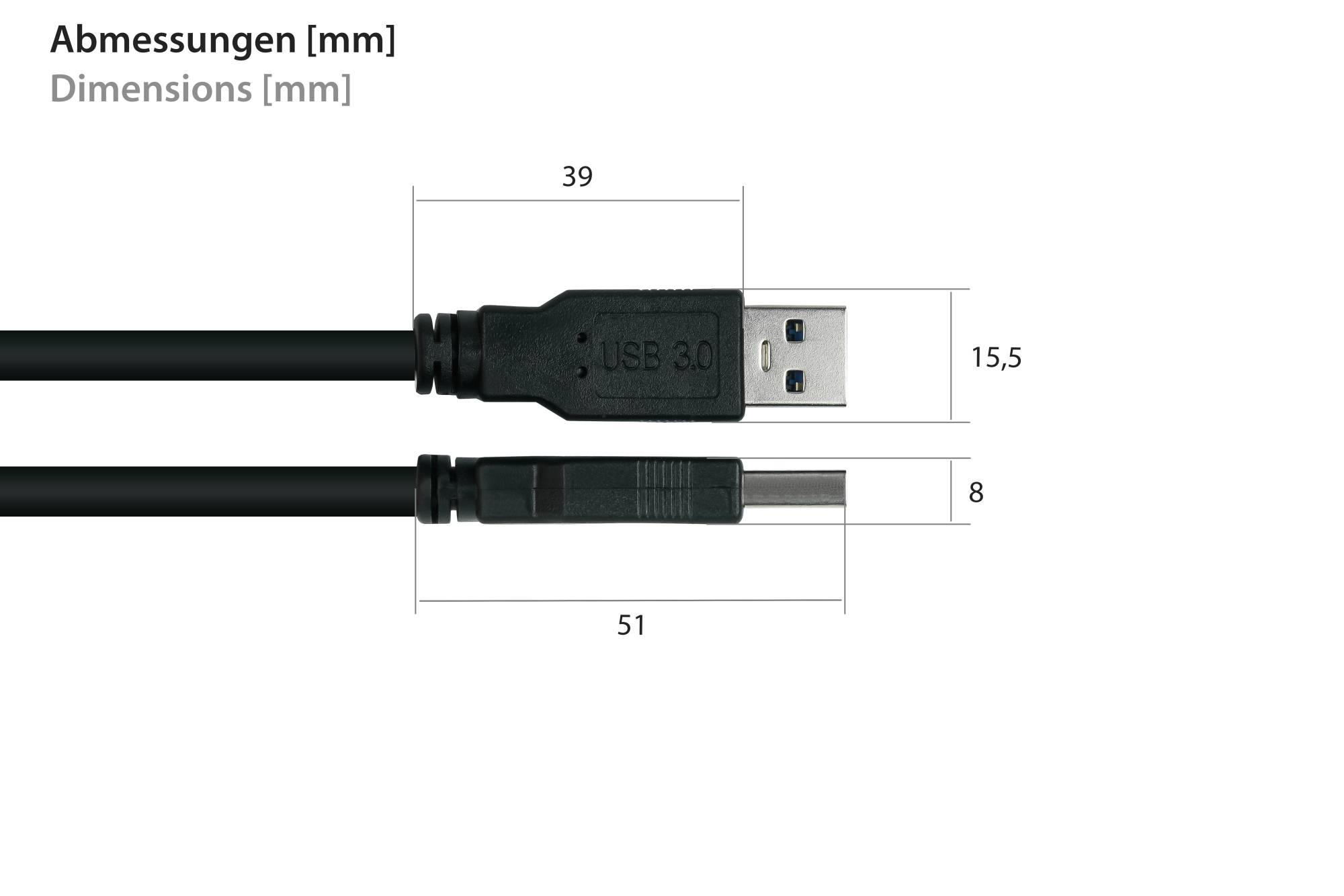 kabelmeister® Verlängerungskabel USB 3.0 Stecker A an Buchse A, Premium, UL, KUPFER, schwarz, 2m