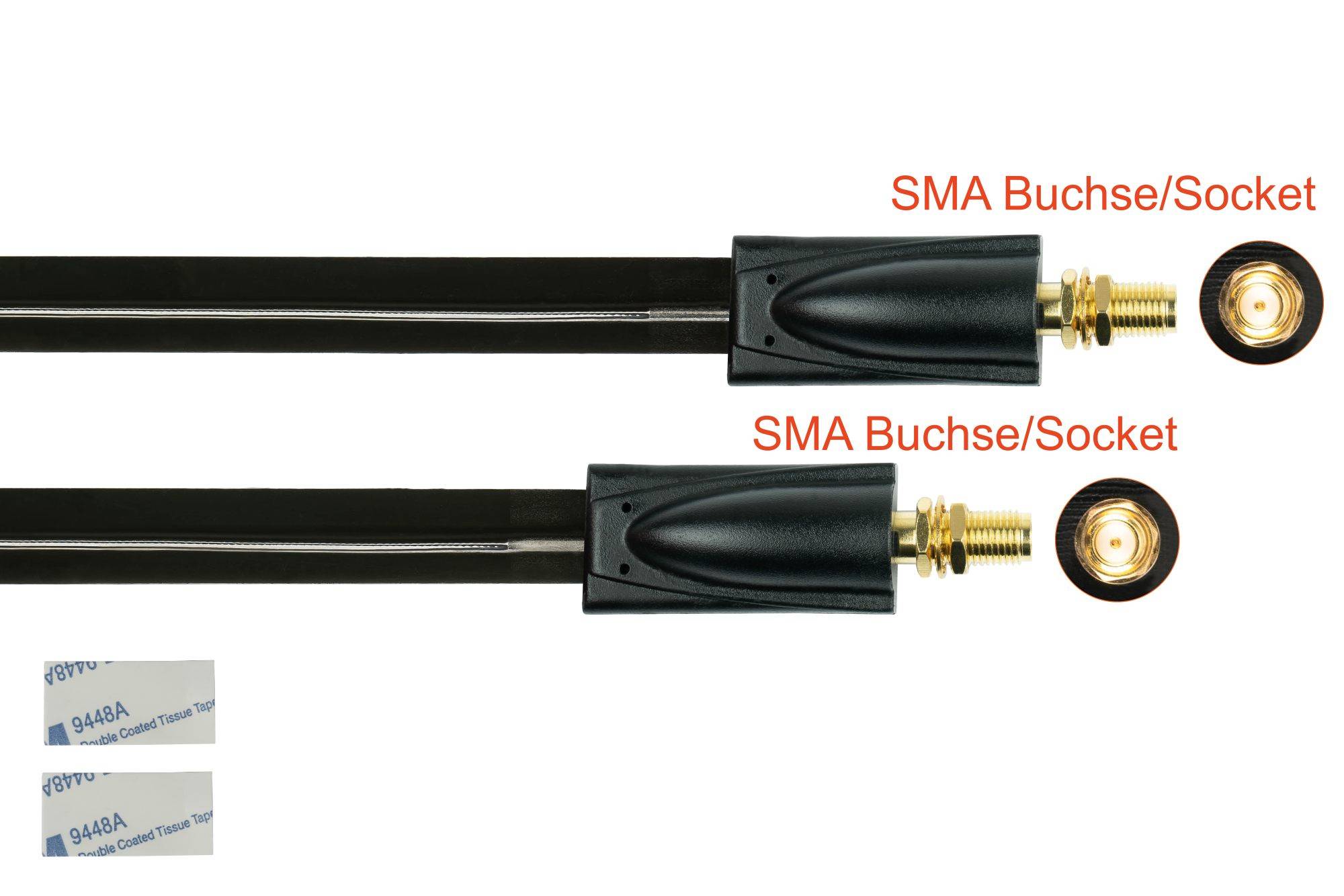 kabelmeister® Koaxial HF Fensterdurchführung, SMA Buchse an SMA Buchse, schwarz, 0,2m