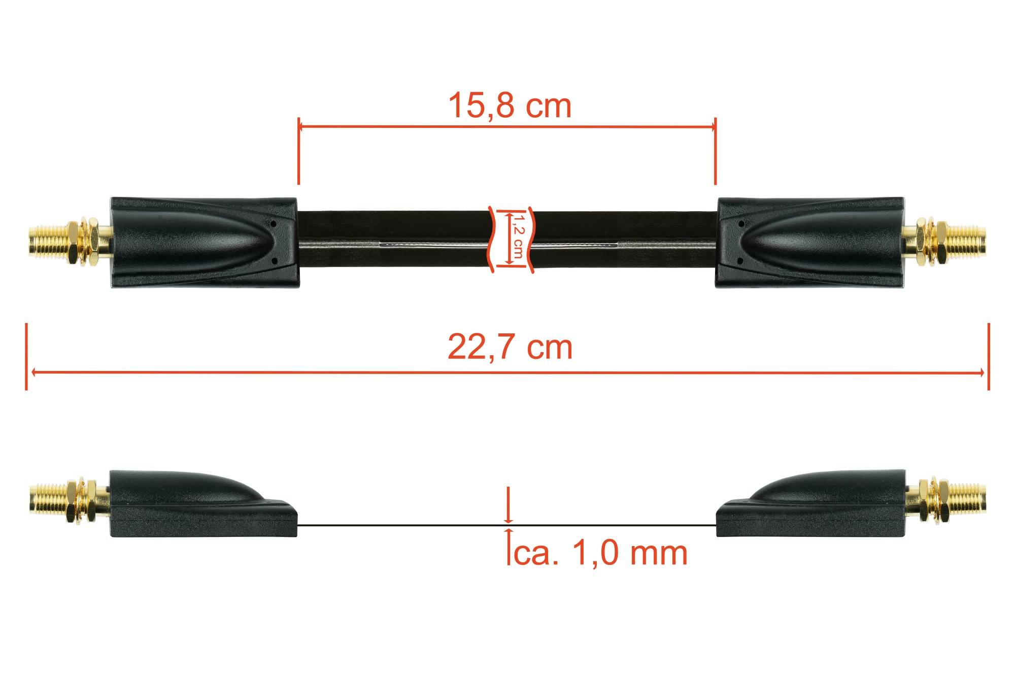 kabelmeister® Koaxial HF Fensterdurchführung, SMA Buchse an SMA Buchse, schwarz, 0,2m