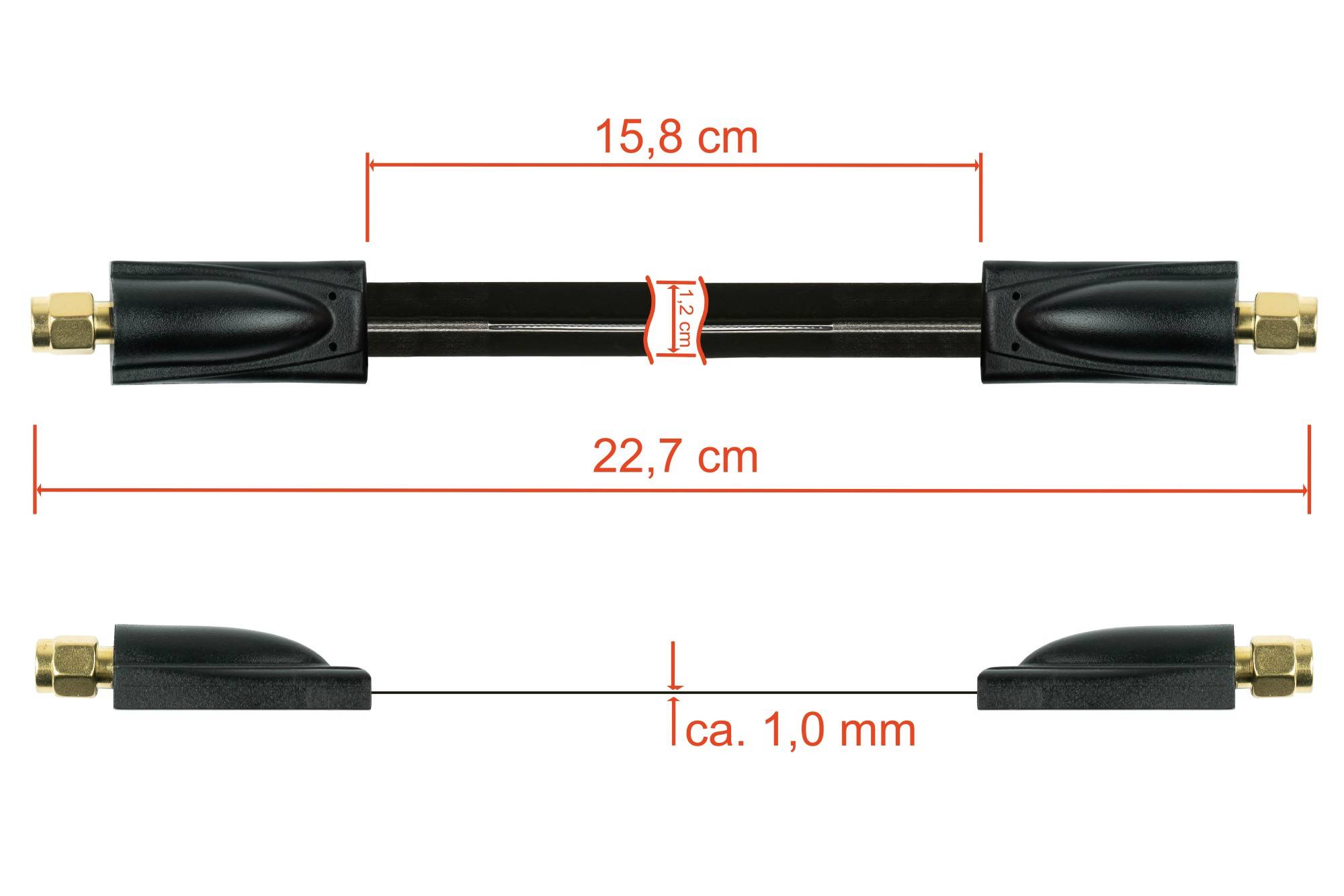kabelmeister® Koaxial HF Fensterdurchführung, SMA Stecker an SMA Stecker, schwarz, 0,2m