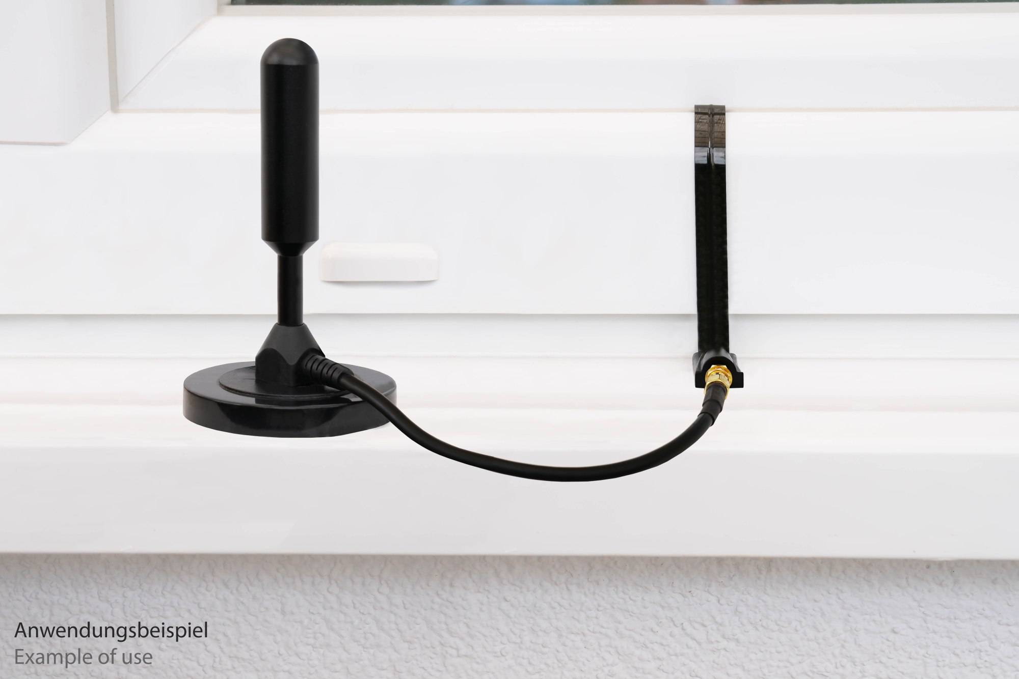 kabelmeister® Koaxial HF Fensterdurchführung, SMA Stecker an SMA Stecker, schwarz, 0,2m