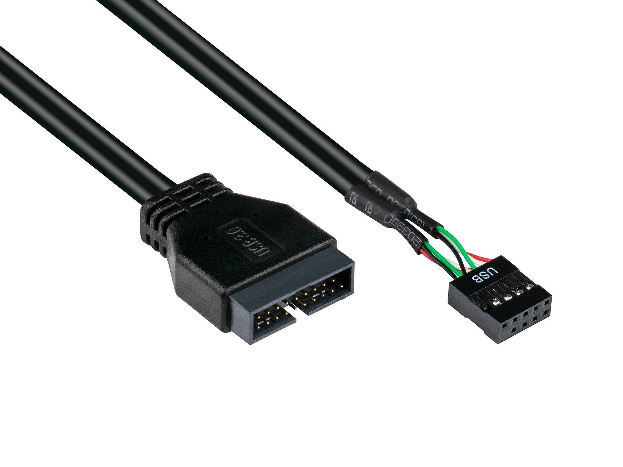 kabelmeister® Adapter intern USB 3.0 Pin-Header Stecker an USB 2.0 Pin-Header Buchse, schwarz, 0,3m
