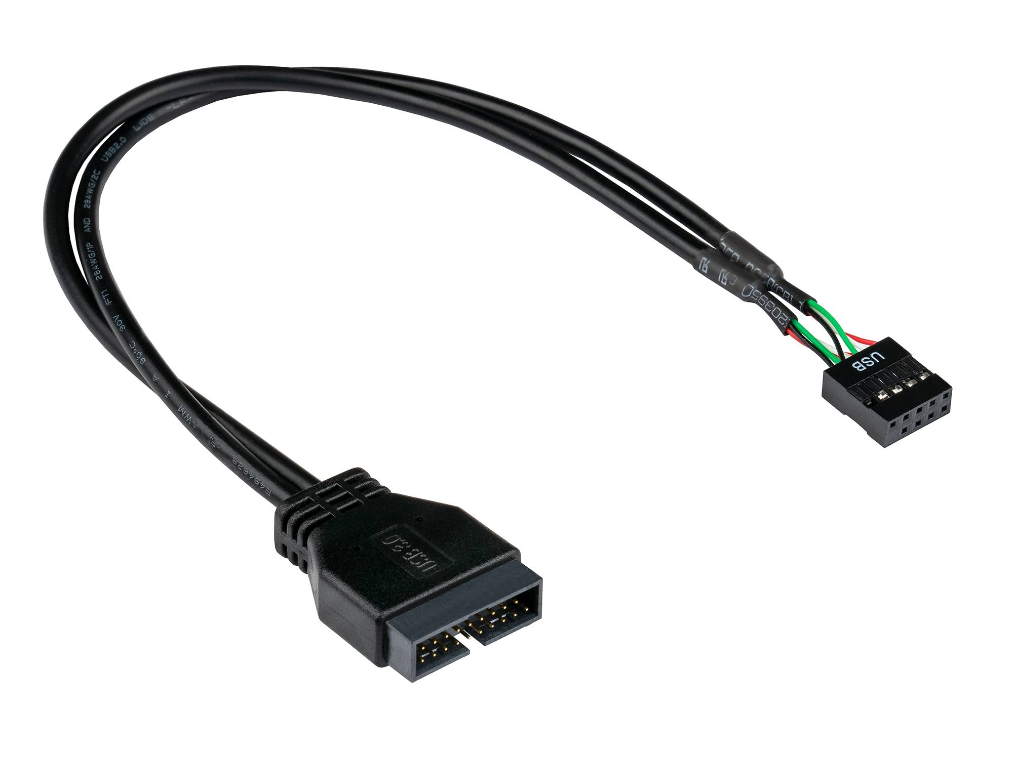 kabelmeister® Adapter intern USB 3.0 Pin-Header Stecker an USB 2.0 Pin-Header Buchse, schwarz, 0,45m