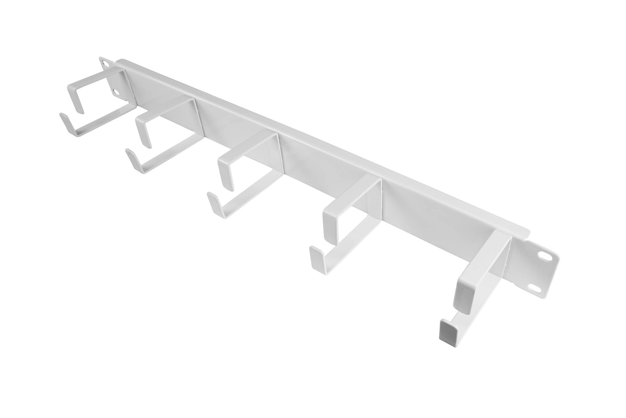 kabelmeister® 19" Kabelführungspanel, mit 5 Metallbügeln, 1HE, reinweiß (RAL9010)