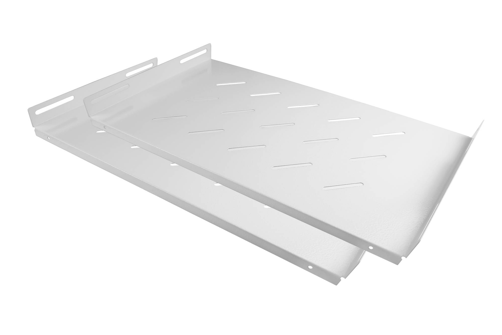 kabelmeister® 19" Fachboden, seitliche Befestigung, Einbautiefe 270 mm, 2er Set, reinweiß (RAL9010)