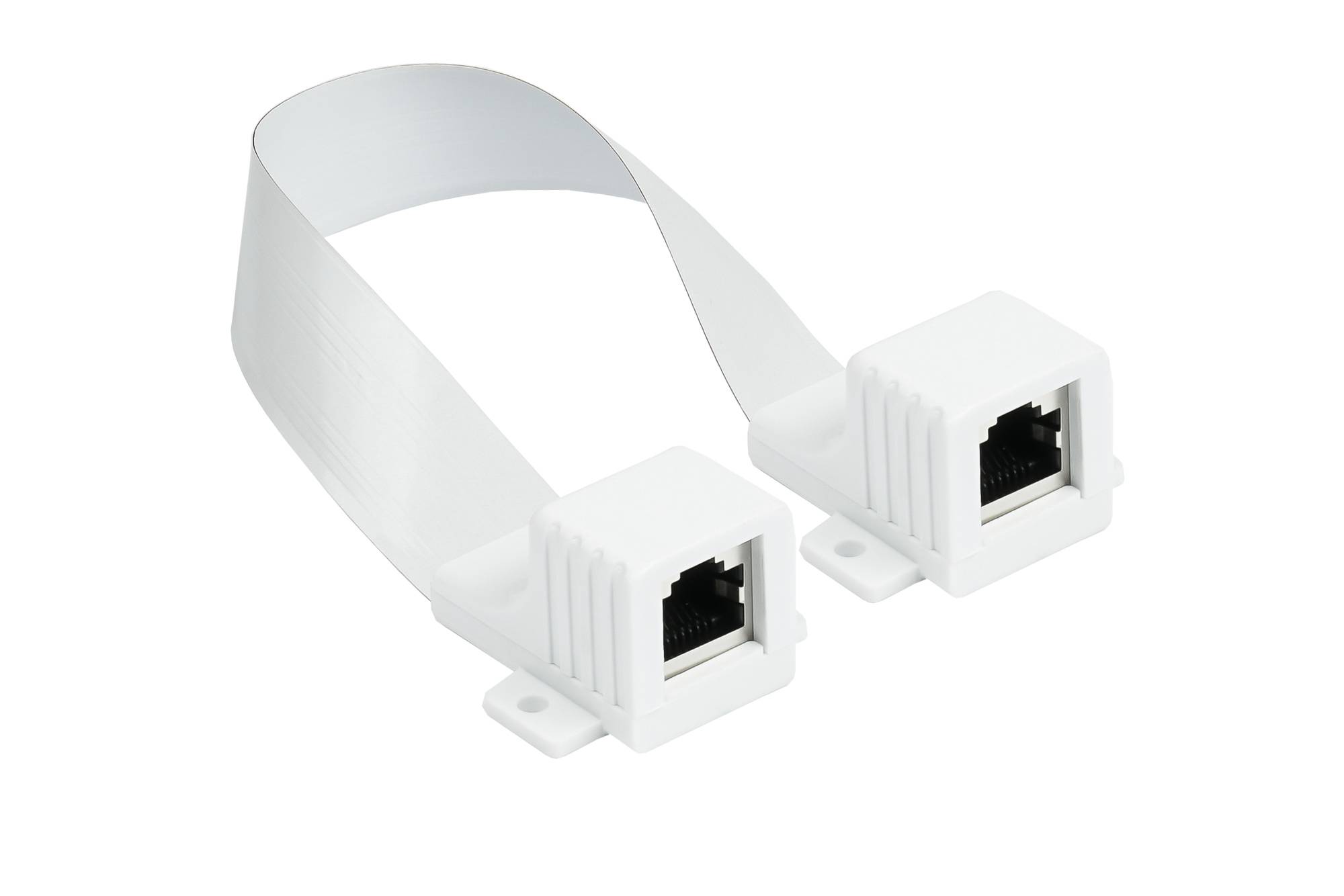kabelmeister® RJ45 Fensterdurchführung High-Quality, weiß, Gesamtlänge inkl. Buchsen 25cm, flexible Länge 18cm