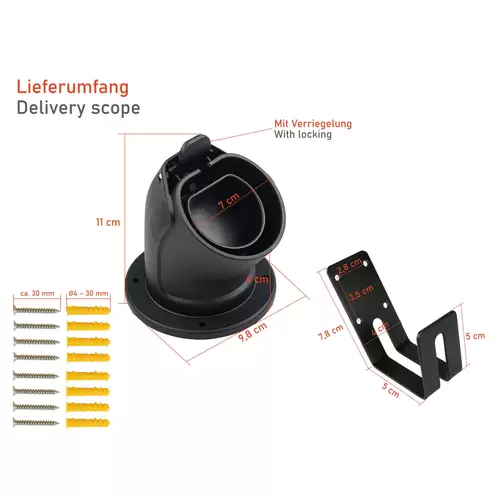 kabelmeister® Wandhalterung und Kabelbügel für Typ 2 Ladekabel von Elektro- und Hybridfahrzeugen kabelmeister® Wandhalterung und Kabelbügel für Typ 2 Ladekabel von Elektro- und Hybridfahrzeugen