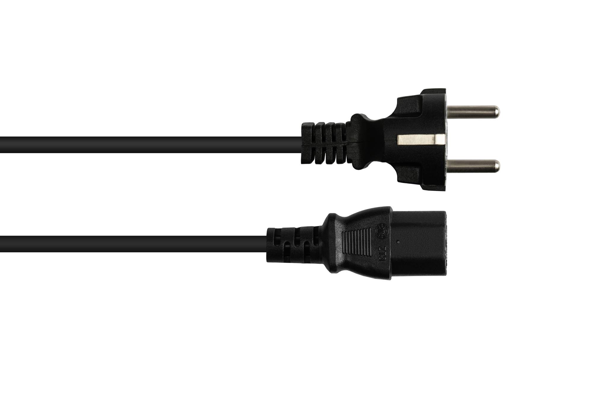 Netzkabel Schutzkontakt-Stecker Typ E+F (CEE 7/7, gerade) an C13 (gerade), schwarz, 1,00 mm², 5 m, Good Connections®