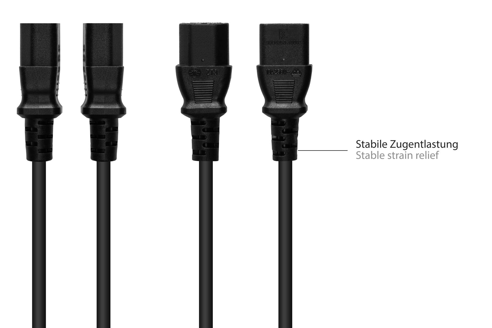 Good Connections® Kaltgeräteverlängerung C14 (gerade) an C13 (gerade), schwarz, 1,00 mm², 3 m