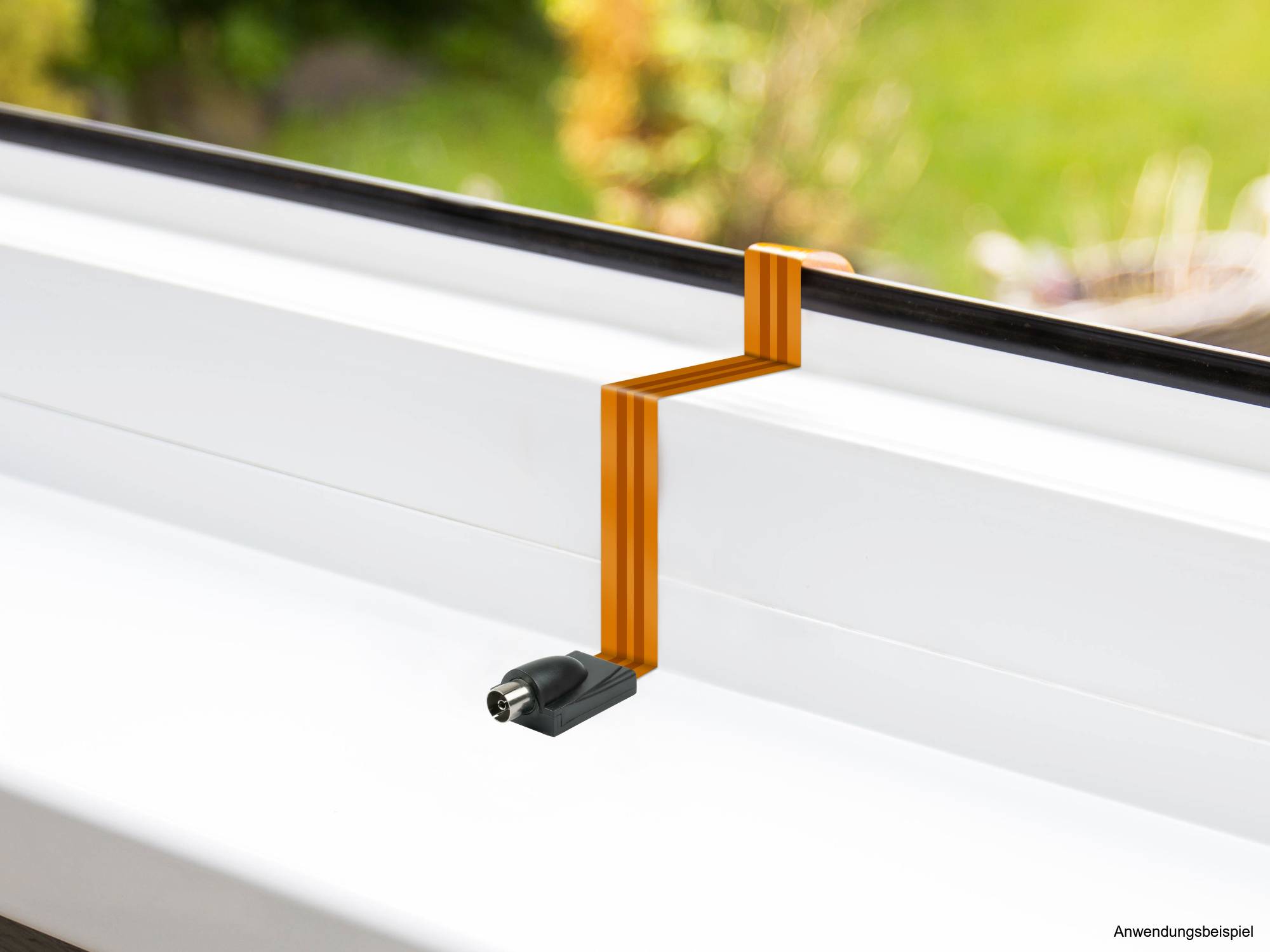 SAT/TV Fensterdurchführung, IEC-/Koax-Buchse beidseitig, Gesamtlänge 26cm, flexible Länge 17cm, Good Connections®
