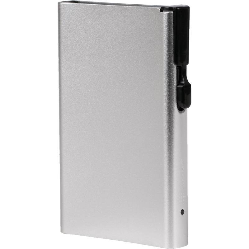 CLICKSAFE Kartenetui mit Clickbutton & RFID Schutz, silber