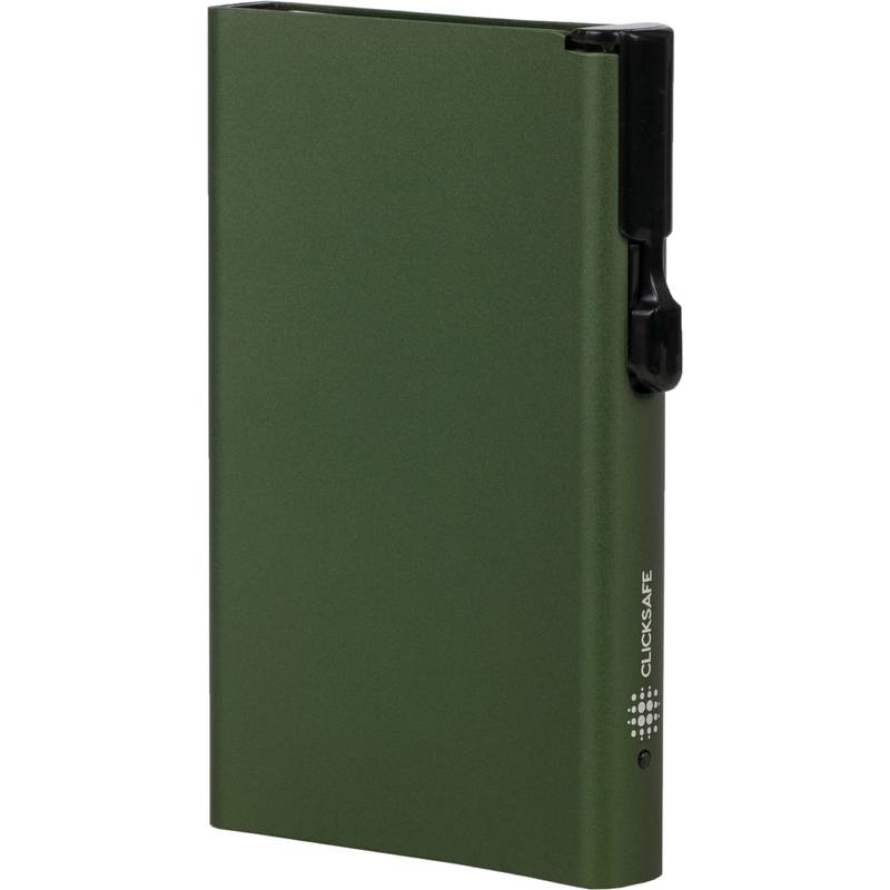 CLICKSAFE Kartenetui mit Clickbutton & RFID Schutz, grün