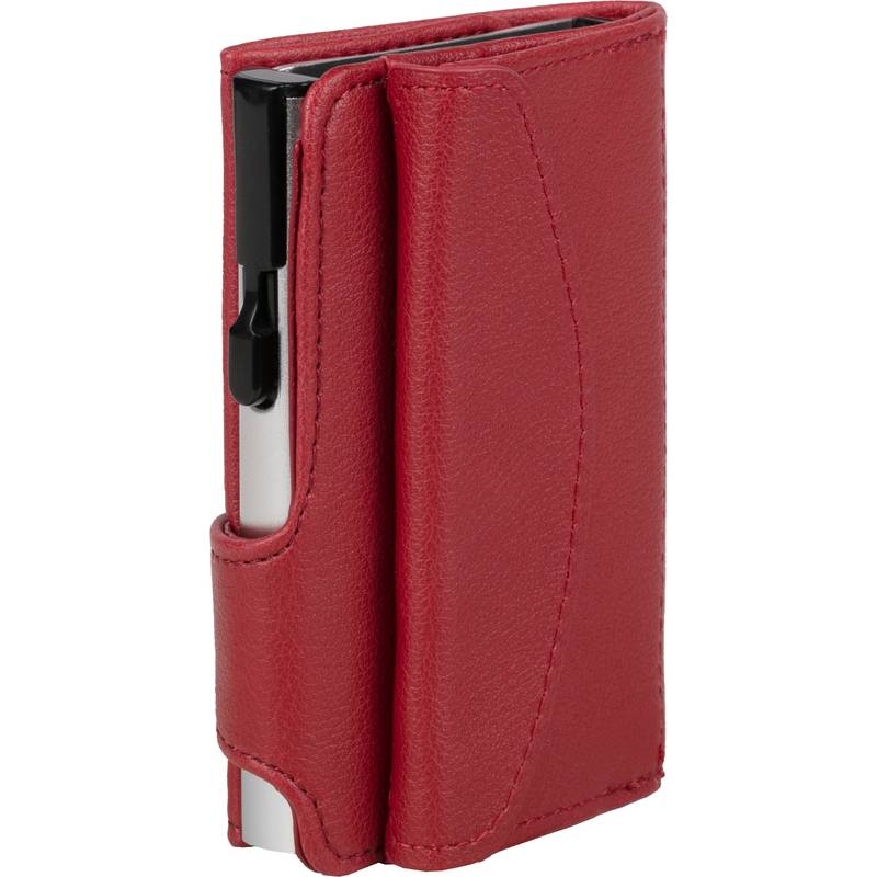 CLICKSAFE Geldbörse mit Kartenetui, Kunstleder, rot/silber