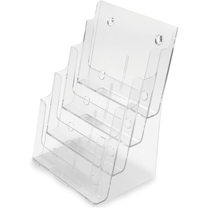 deflecto Prospekthalter, DIN A4 hoch, 4 Fächer, glasklar