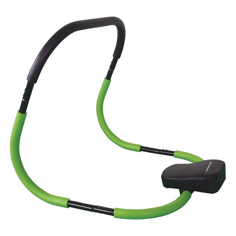 Bauchmuskel-Trainingsgerät mit einem grün gepolsterten Rahmen und schwarzem Kopfstützkissen, entwickelt zur Unterstützung von Nacken und Kopf während des Trainings.