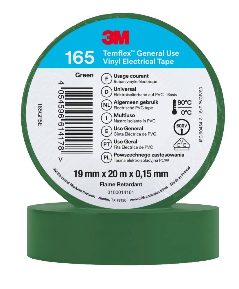 3M Deutschland PVC Elektro-Isolierband Temflex165 grü19X20