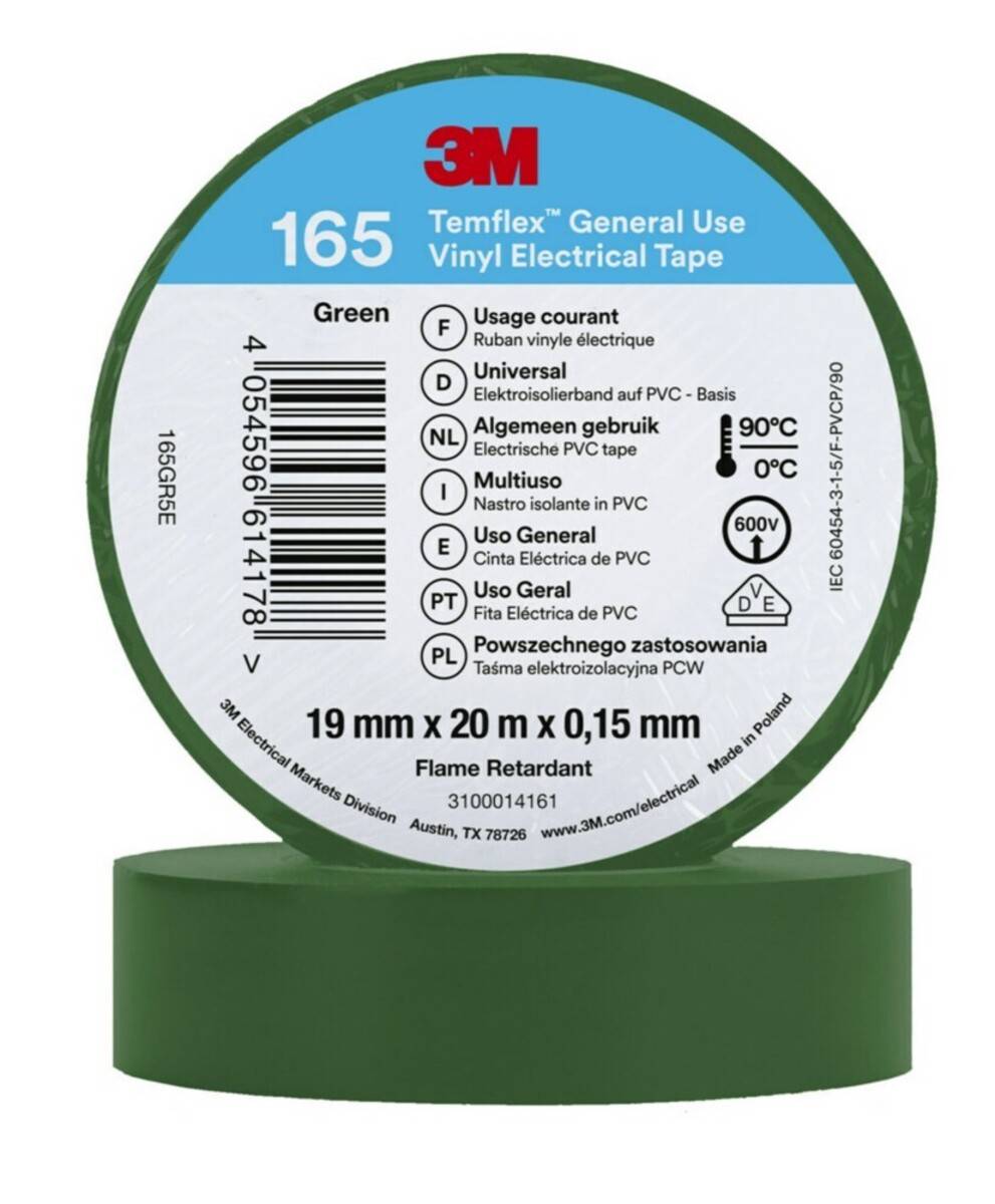3M Deutschland PVC Elektro-Isolierband Temflex165 grü19X20