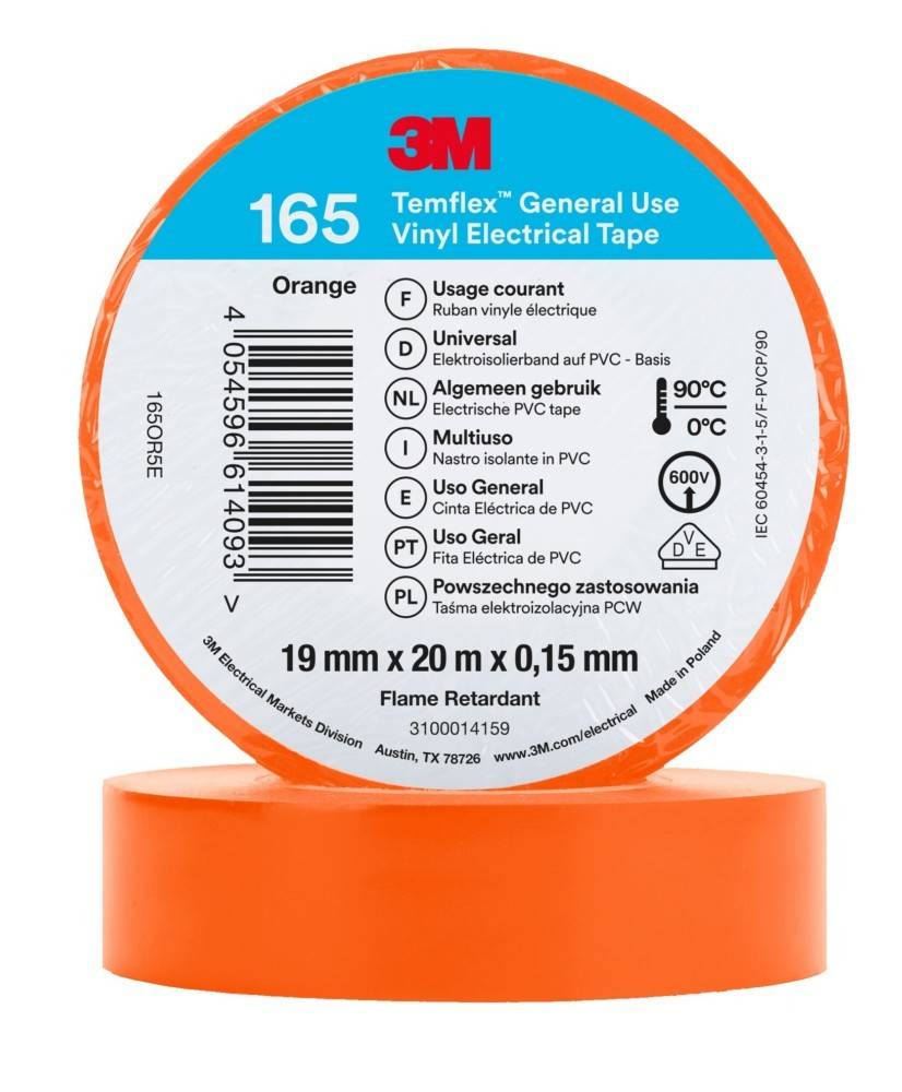3M Deutschland PVC Elektro-Isolierband Temflex165 ora19X20