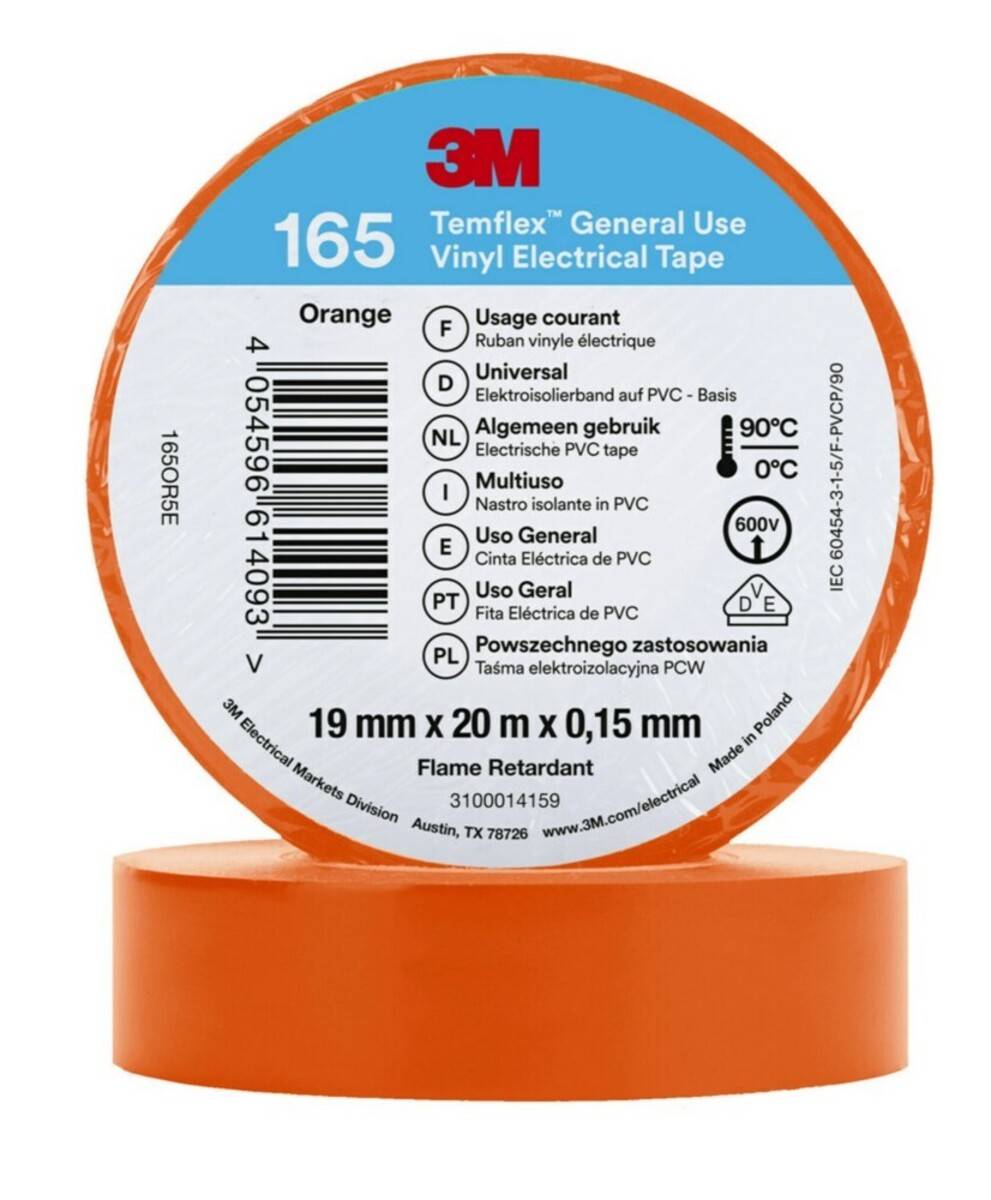 3M Deutschland PVC Elektro-Isolierband Temflex165 ora19X20