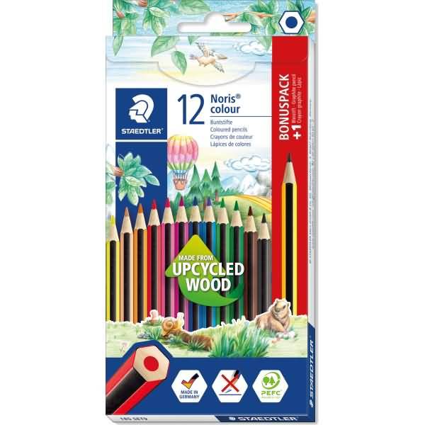Farbstift Noris Colour ca. 3mm farbig sortiert VE= 12 Farben + 1 Bleistift