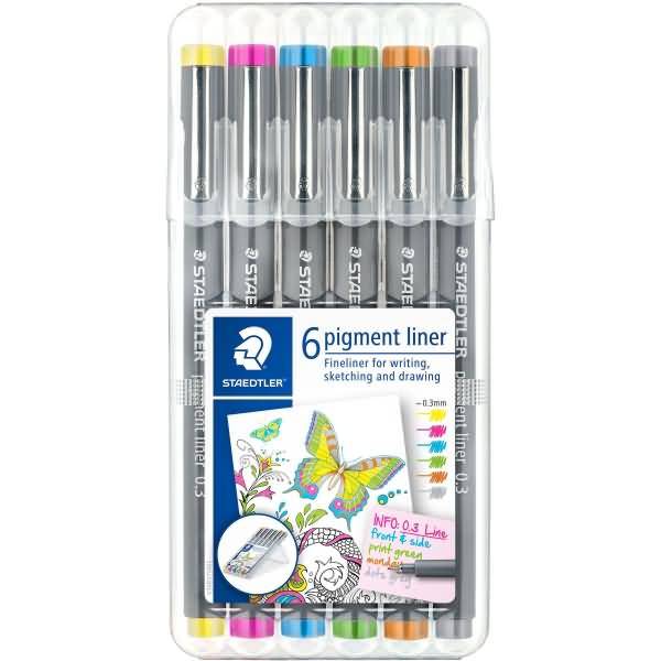 Pigment liner 0,3mm farbig sortiert VE=6 Stück