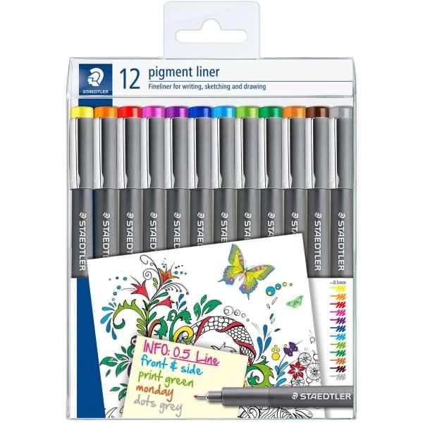 Pigment liner 0,5mm farbig sortiert VE=12 Stück