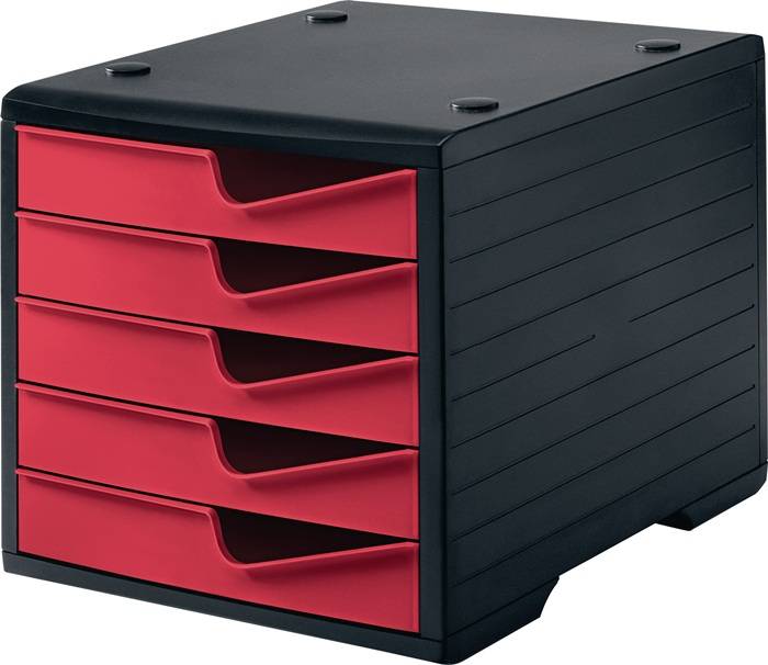 Ablagebox 5 Schubl.schwarz/cranberry Polystyrol H255xB270xT340mm STYRO