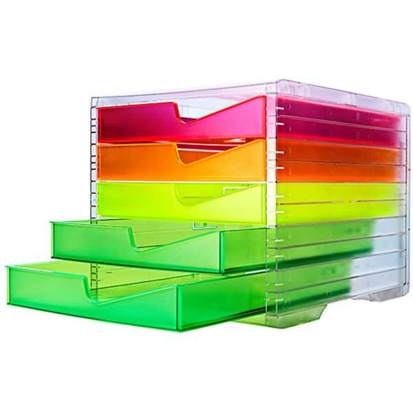 Schubladenbox styroswingbox Neonline 5 Schübe transparent/multicolor
