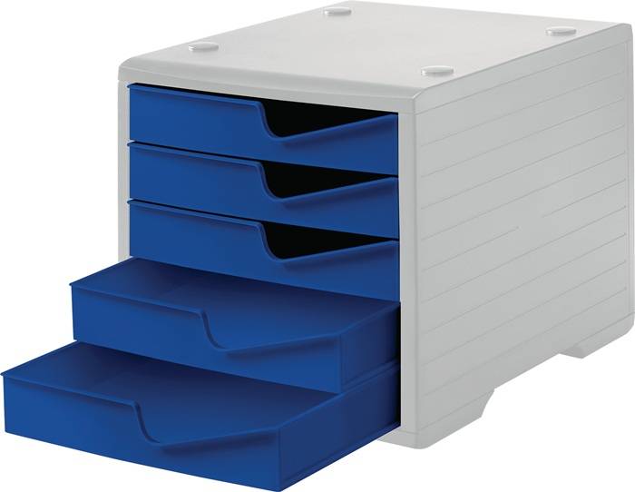 Ablagebox 5 Schubl.grau/blau Polystyrol H255xB270xT340mm STYRO