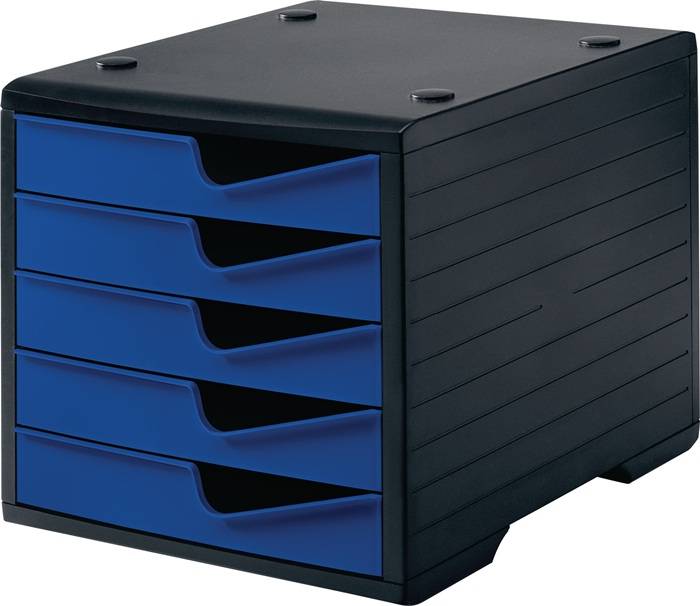 Ablagebox 5 Schubl.schwarz/blau Polystyrol H255xB270xT340mm STYRO