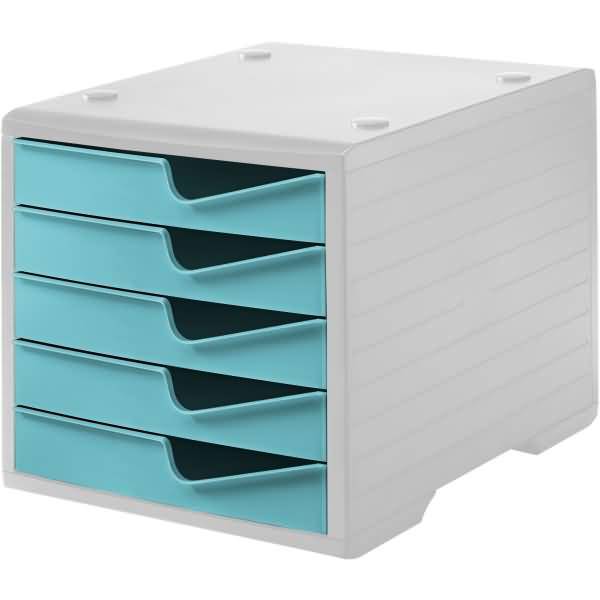 Schubladenbox styroswingbox 5 Schübe grau/aqua